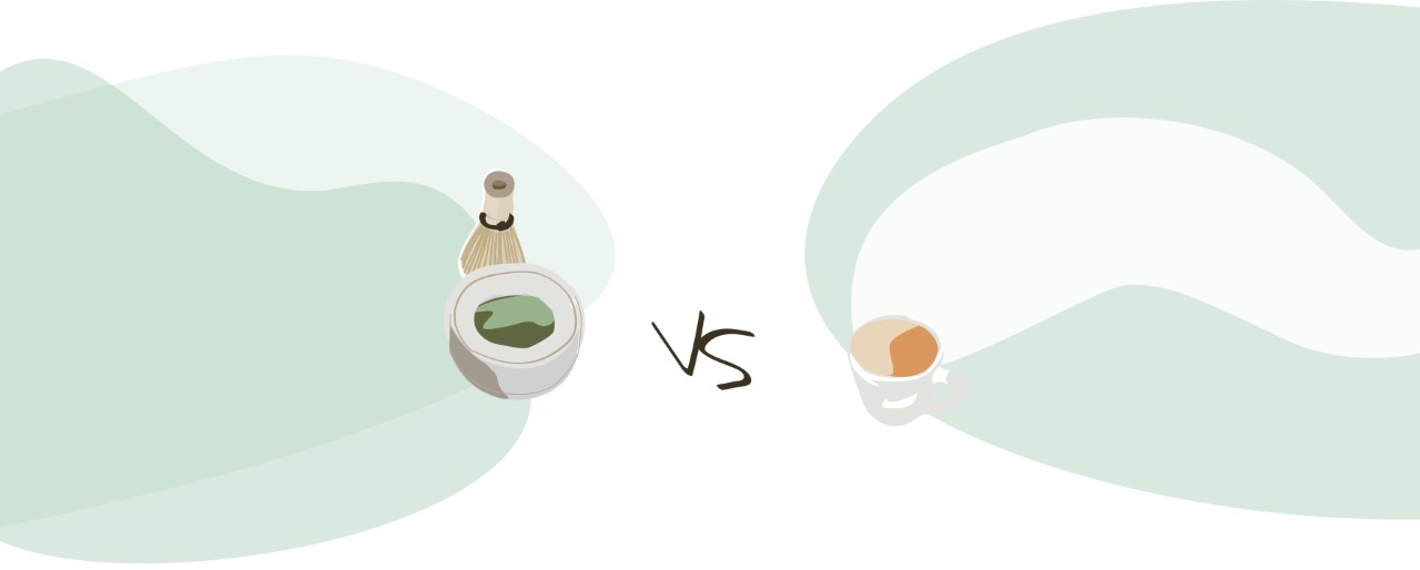 ilustrácie matcha a kávy