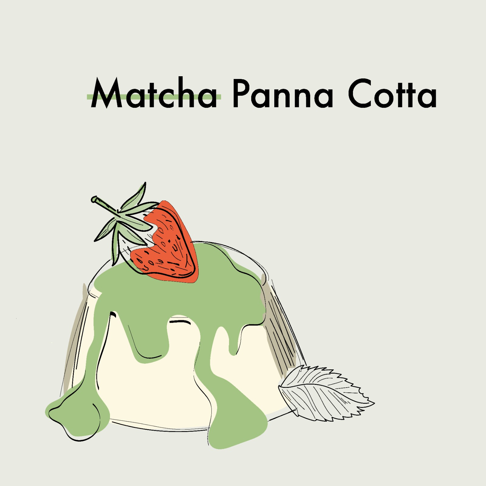 Matcha Panna Cotta s jahodami